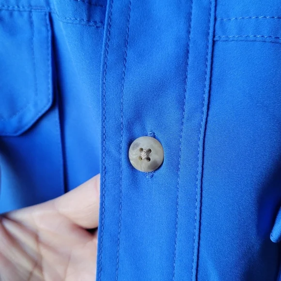 Bimini Bay Outfitters Blue Short Sleeve Fishing Shirt XL Sport Outdoors Collard - Picture 8 of 12